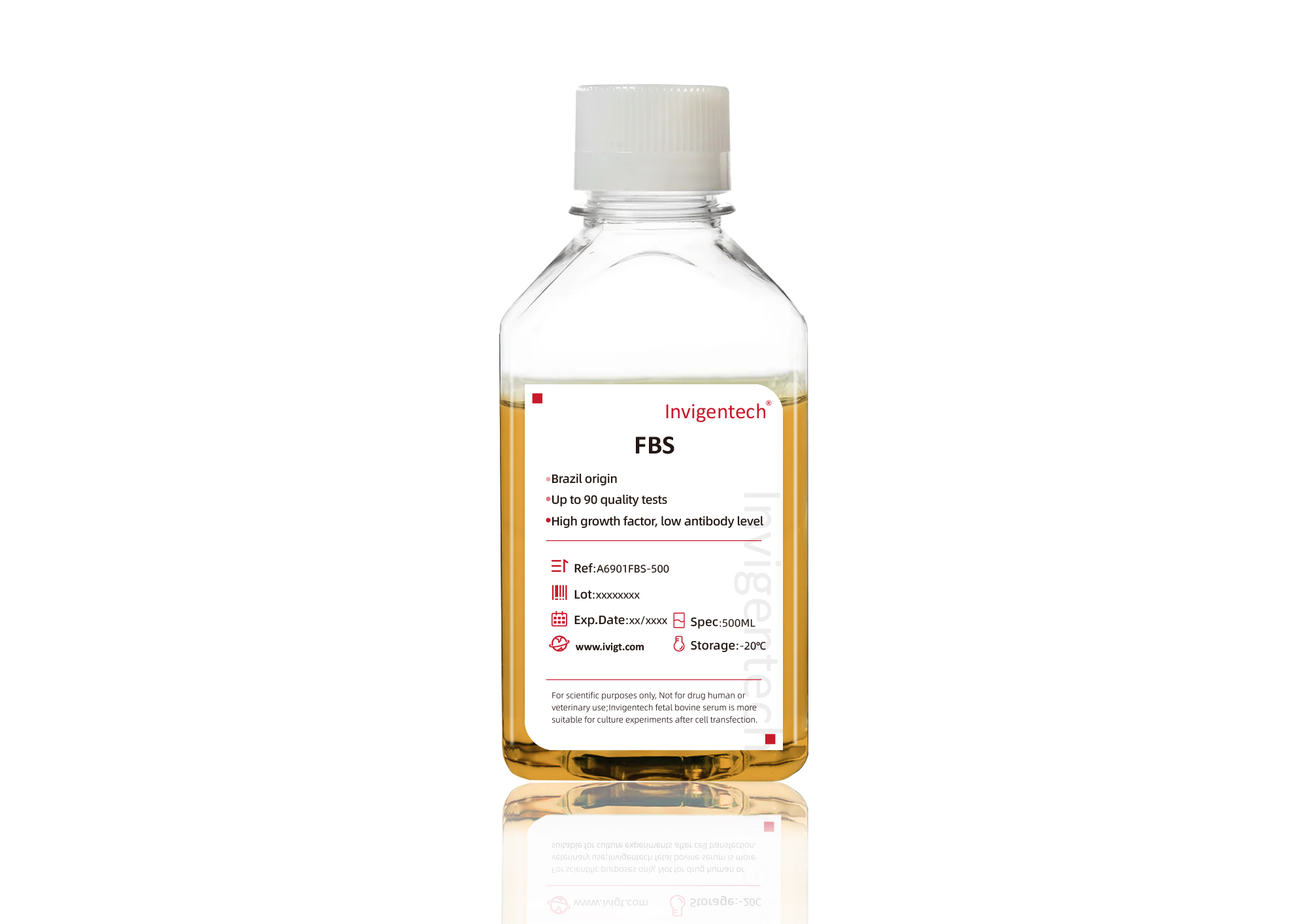 Invigentech Fetal Bovine Serum (FBS) - Brazil Origin,A6901FBS